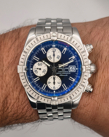 Breitling Chronomat Evolution 44MM Black Dial Steel Bracelet (A13356)