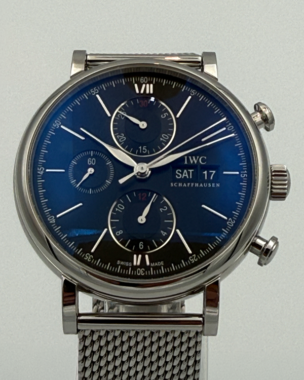2020 IWC Schaffhausen Portofino Chronograph 42MM Black Dial Steel Bracelet (IW391030)