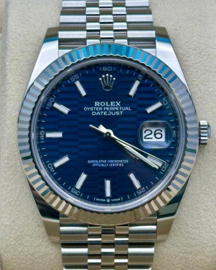 No Reserve - 2024 Rolex Datejust 41MM Blue "Fluted Motif" Dial Jubilee Bracelet (126334)