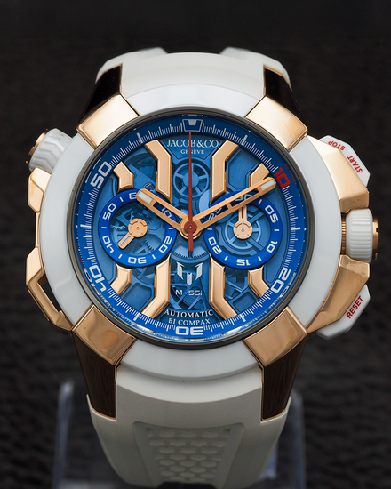 Jacob & Co. Epic X Chrono "Messi" L. E. 47MM Skeleton Dial Rubber Strap (EC313.20.PE.LL.K)