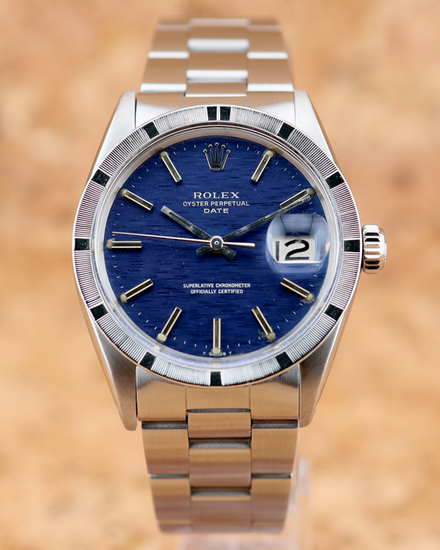 No Reserve - Rolex Oyster Perpetual Date 34MM Blue "Mosaic" Dial Oyster Bracelet (1501)