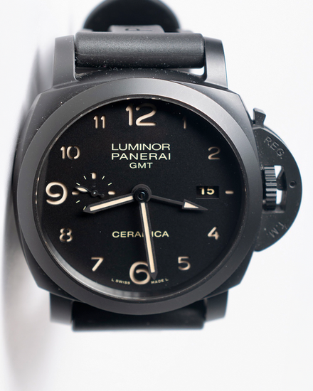 No Reserve - Panerai Luminor 1950 3 Days GMT Ceramica 44MM Black Dial Rubber Strap (PAM00441)