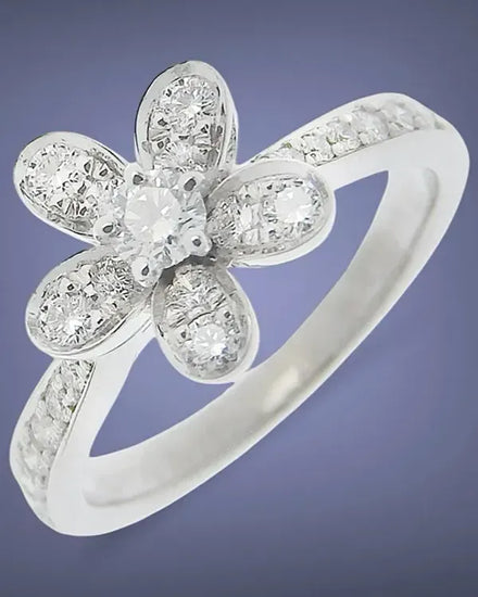 Van Cleef & Arpels  Accessories 18K White Gold Diamond Flower Size 6.5 Socrates Ring (Ring)