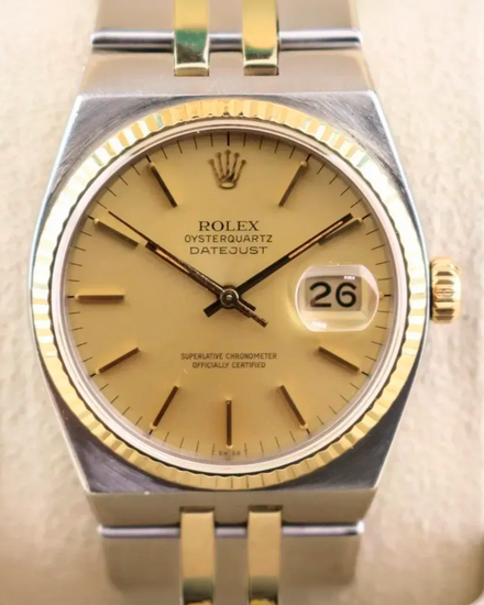 1980 Rolex Datejust Oysterquartz 36MM Quartz Champagne Dial Two-Tone Oysterquartz Bracelet (17013)