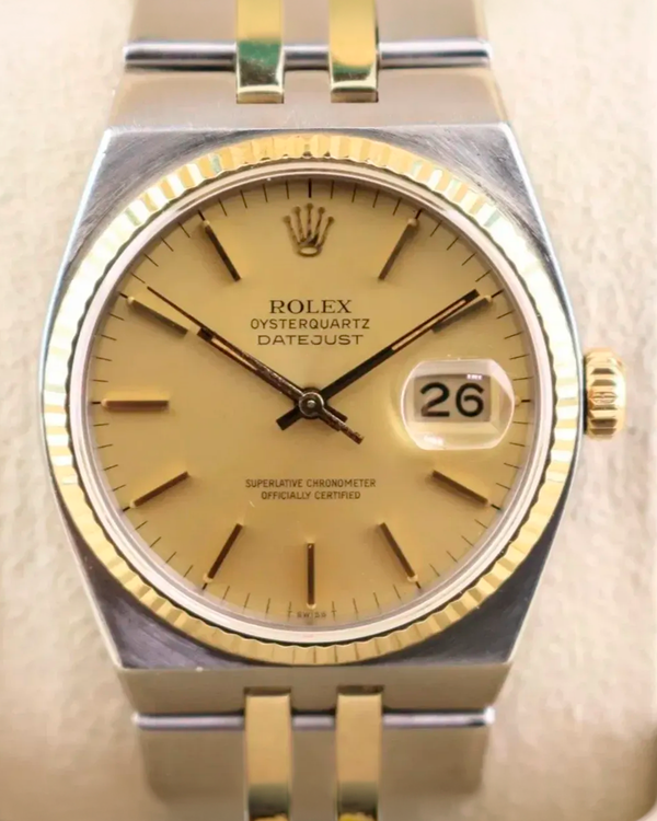 1980 Rolex Datejust Oysterquartz 36MM Quartz Champagne Dial Two-Tone Oysterquartz Bracelet (17013)