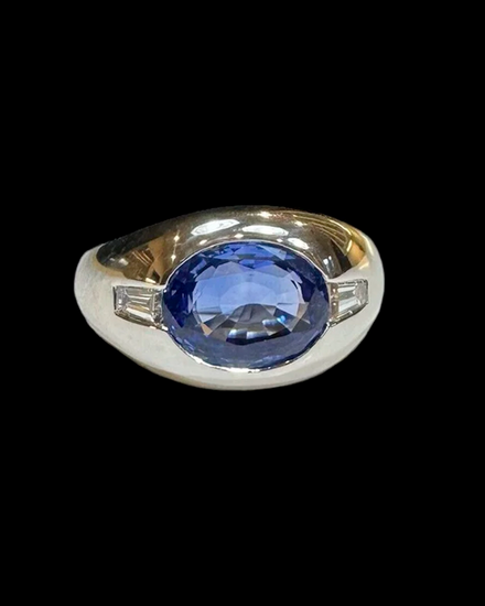 Bvlgari  Ceylon No Heat Sapphire 18k White Gold Diamond Size 6 (Ring)