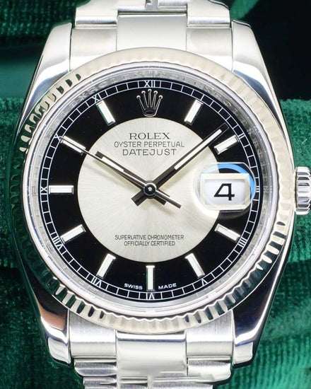 2007 Rolex Datejust 36MM Silver "Tuxedo" Dial Oyster Bracelet (116234)