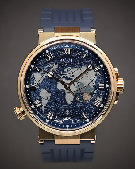 2023 Breguet Marine Hora Mundi 43.9MM Blue Dial Rubber Strap (5557BR/YS/5WV)