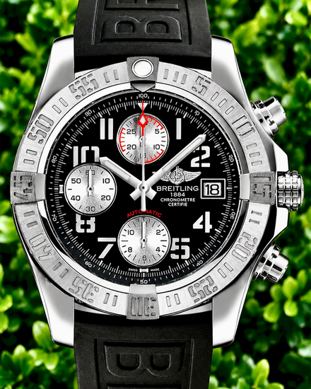 No Reserve - 2017 Breitling Avenger II 43MM Black Dial Rubber Strap (A1338111/BC33)