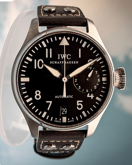 2015 IWC Schaffhausen Big Pilot 46MM Black Dial Leather Strap (IW500901)
