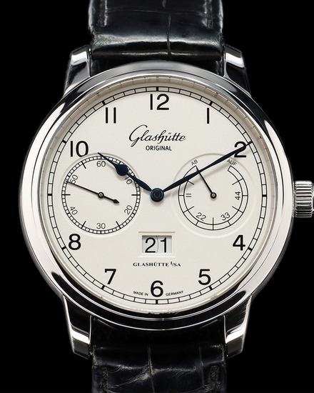 2013 Glashütte Original Senator Observer 44MM Silver Dial Leather Strap (100-14-05-02-04)