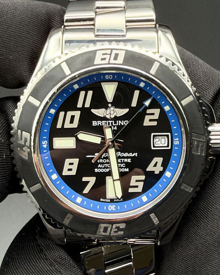 No Reserve - Breitling Superocean 42MM Black Dial Steel Bracelet (A17364)