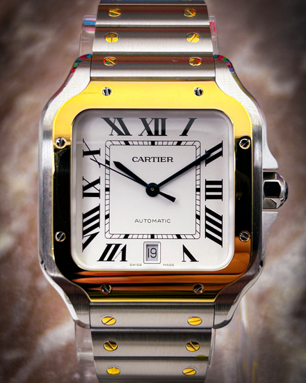 2022 Cartier Santos De Cartier 39.8MM Silver Dial Two-Tone Bracelet (W2SA0009)