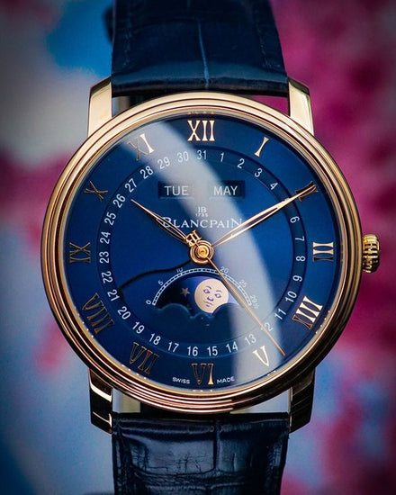2024 Blancpain Villeret Quantième Complet 40MM Blue Dial Leather Strap (6654-3640-55B)