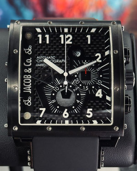 No Reserve - 2009 Jacob & Co. Epic I Five Timezones L.E. 41MM Carbon Fiber Dial Rubber Strap (JC-V2Q2B)