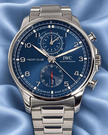 2021 IWC Schaffhausen Portugieser Yacht Club Chronograph 44.6MM Blue Dial Steel Bracelet (IW390701)