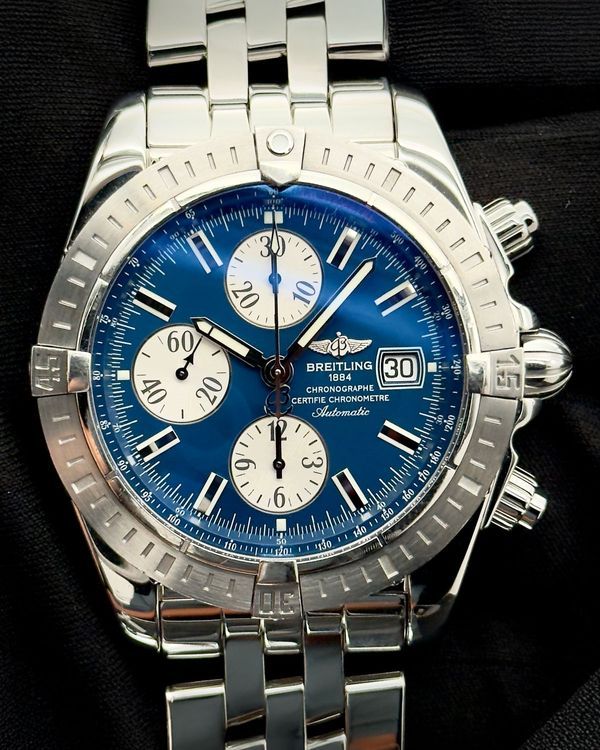 2007 Breitling Chronomat Evolution 44MM Blue Dial Steel Bracelet (A13356)