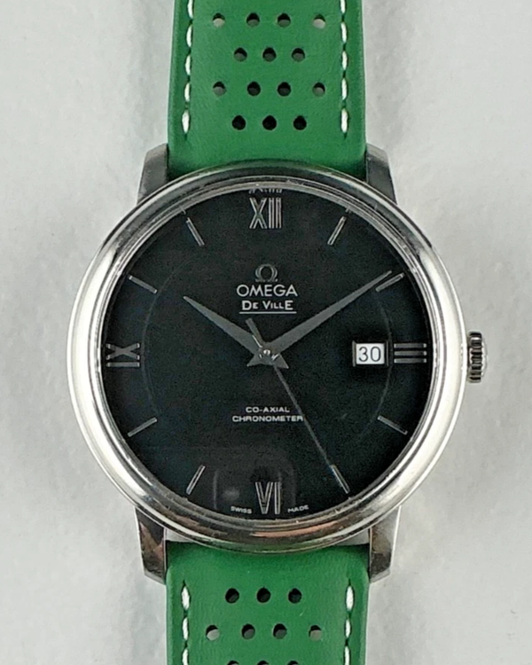 Omega De Ville Prestige 39.5MM Steel Black Dial Aftermarket Leather Strap (424.13.40.20.01.001)