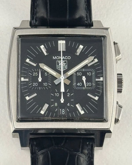 Tag Heuer Chronograph 38MM Black Dial Leather Strap (CW2111)