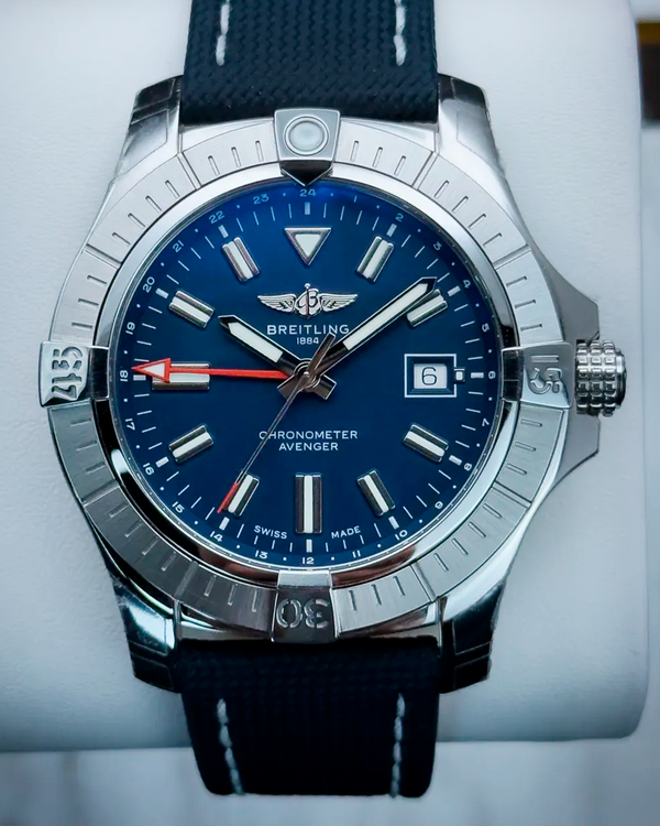 2023 Breitling Avenger GMT 45MM Blue Dial Textile Strap (A32395)