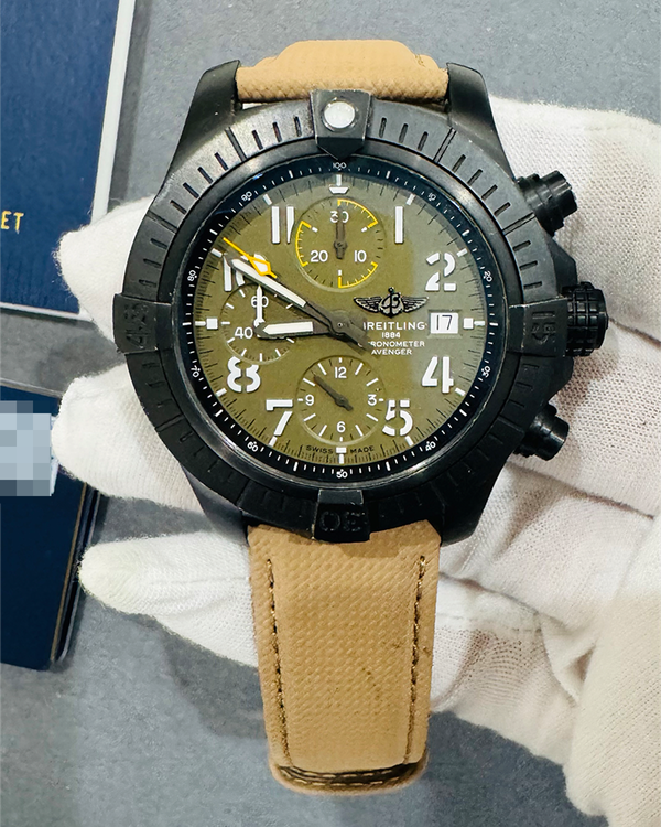 2021 Breitling Avenger "Night Mission" 45MM Khaki Green Dial Leather Strap (V13317)