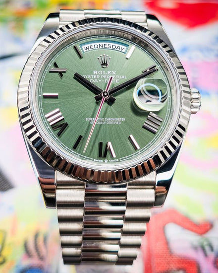 2023 Rolex Day-Date 40MM Green Dial White Gold President Bracelet (228239)