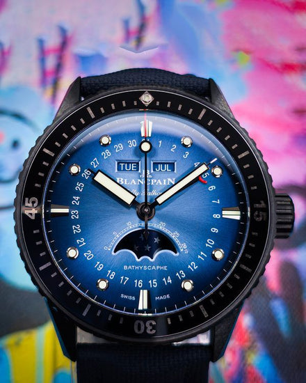 2026 Blancpain Fifty Fathoms Bathyscaphe Quantième Complet Phases de Lune 43.6MM Blue Dial Textile Strap (5054 0140 O52A)
