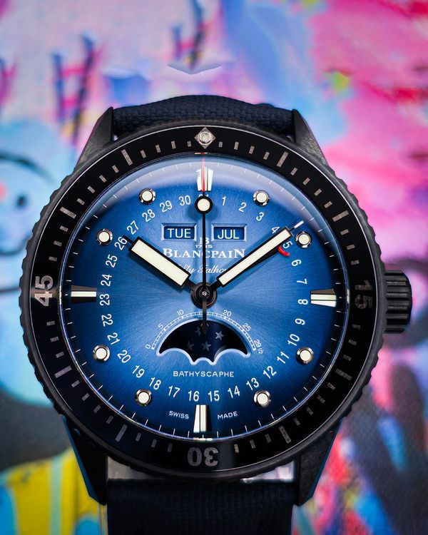 2026 Blancpain Fifty Fathoms Bathyscaphe Quantième Complet Phases de Lune 43.6MM Blue Dial Textile Strap (5054 0140 O52A)