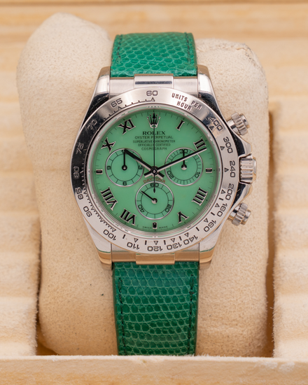 2000 Rolex Cosmograph Daytona 40MM Green Dial Leather Strap (116519)