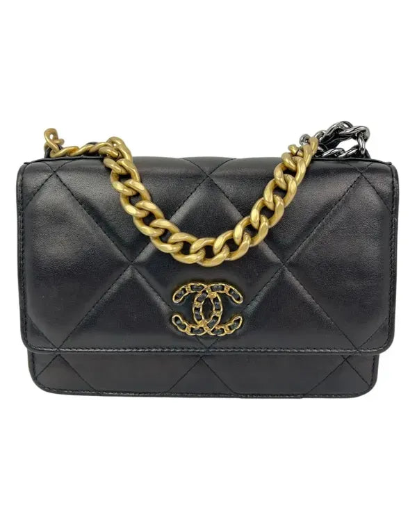 Chanel Bag Lambskin Quilted Chanel 19 Wallet on a Chain (19)