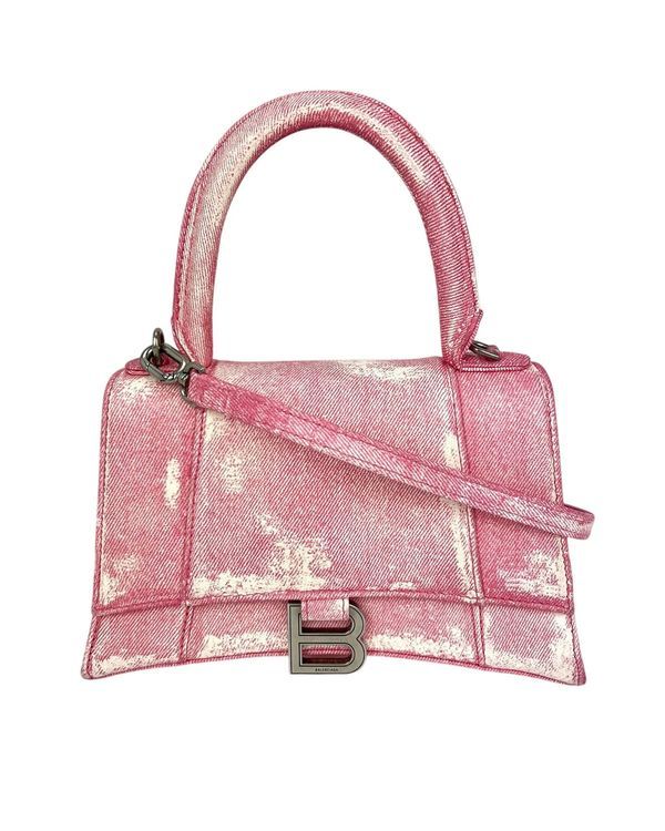 Balenciaga Pink Denim Small Hourglass Top Handle Crossbody Bag (Bag)