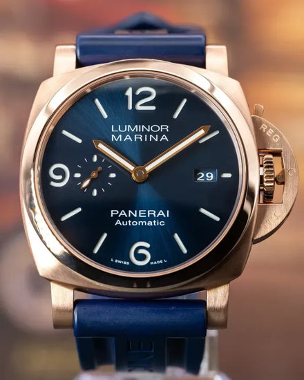2022 Panerai Luminor Marina Goldtech 44MM Blue Dial Leather Strap (PAM01112)