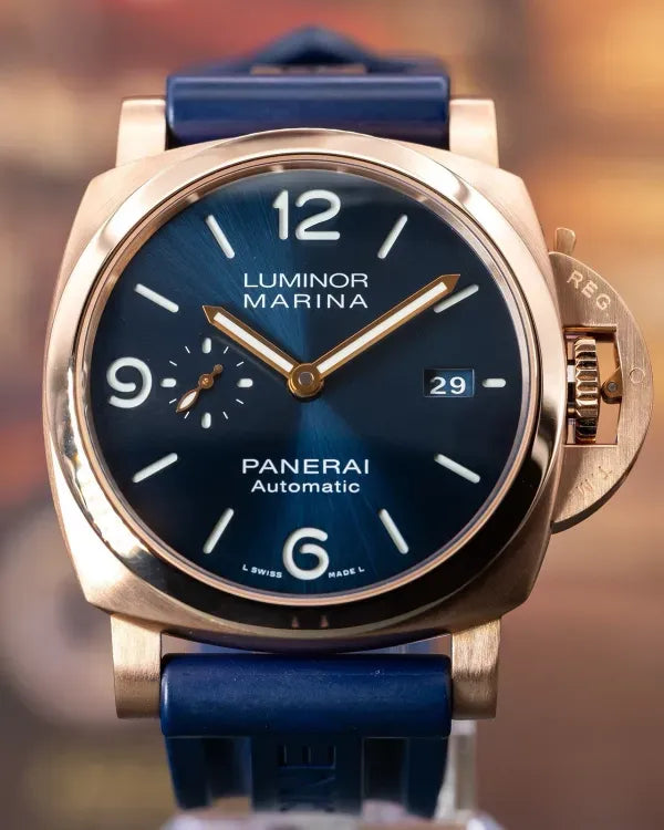 2022 Panerai Luminor Marina Goldtech 44MM Blue Dial Leather Strap (PAM01112)