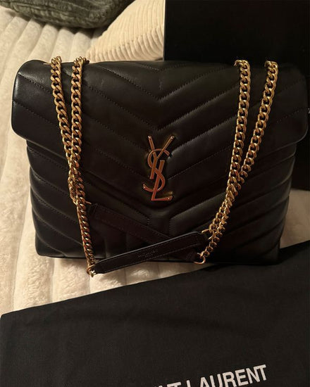 No Reserve - Saint Laurent Bag Leather Gold Tone Hardware Chain & Leather Strap (Bag)