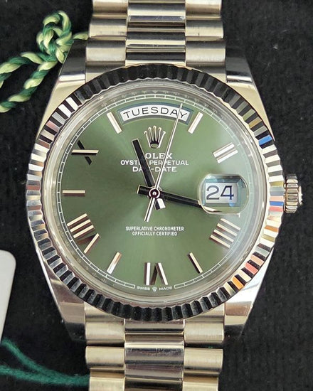 2023 Rolex Day-Date 40MM Green Dial White Gold President Bracelet (228239)