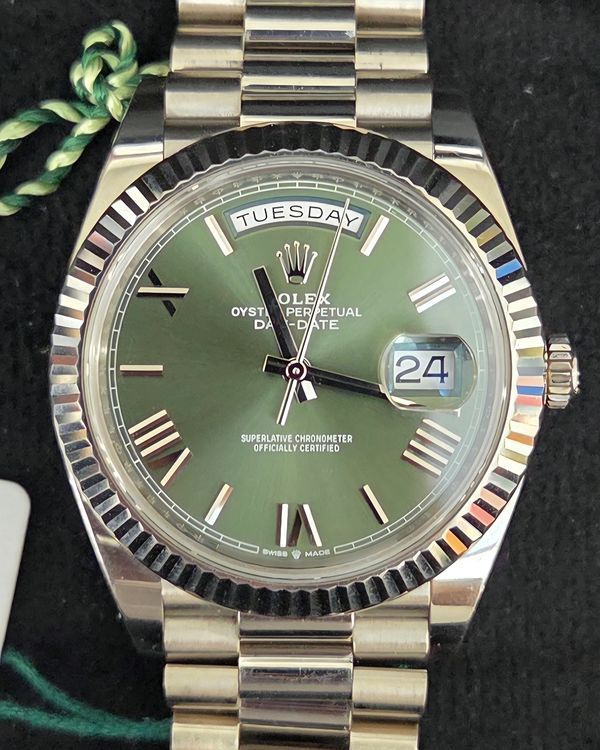 2023 Rolex Day-Date 40MM Green Dial White Gold President Bracelet (228239)