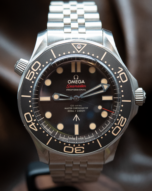 No Reserve - 2023 Omega Seamaster Diver 300M "No Time to Die 007 Edition" 42MM Brown Dial Aftermarket Titanium Bracelet (210.90.42.20.01.001)