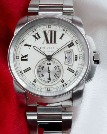 No Reserve - 2014 Cartier Calibre de Cartier 42MM Silver Dial Steel Bracelet (W7100015)