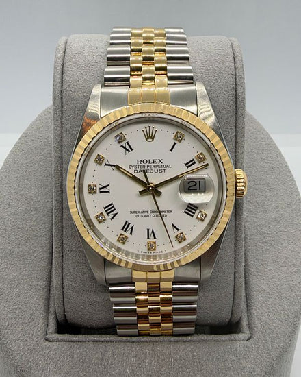 No Reserve - 1991 Rolex Datejust 36MM White Dial Two-Tone Jubilee Bracelet (16233)