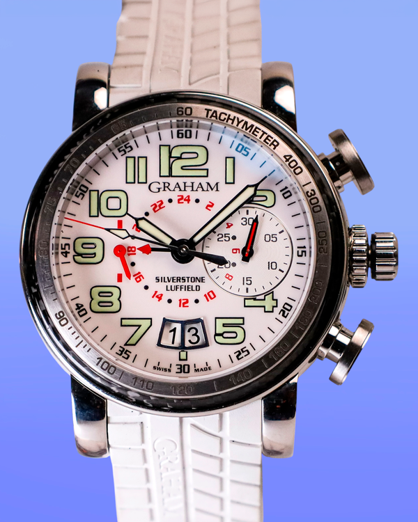 2019 Graham Silverstone RS Luffield White Racer L.E. 44MM White Dial Rubber Strap (2GSIUSW01AK07B)