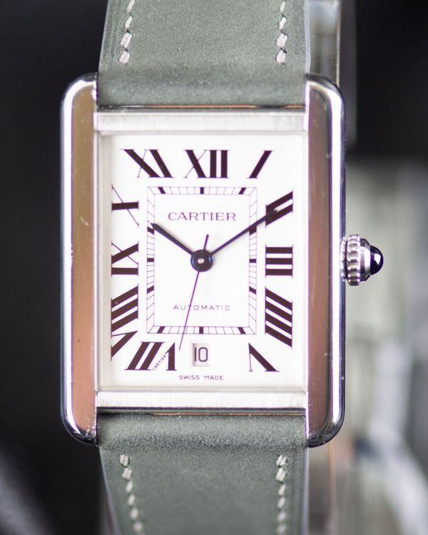 2013 Cartier Tank 31MM Silver Dial Leather Strap (W5200027)