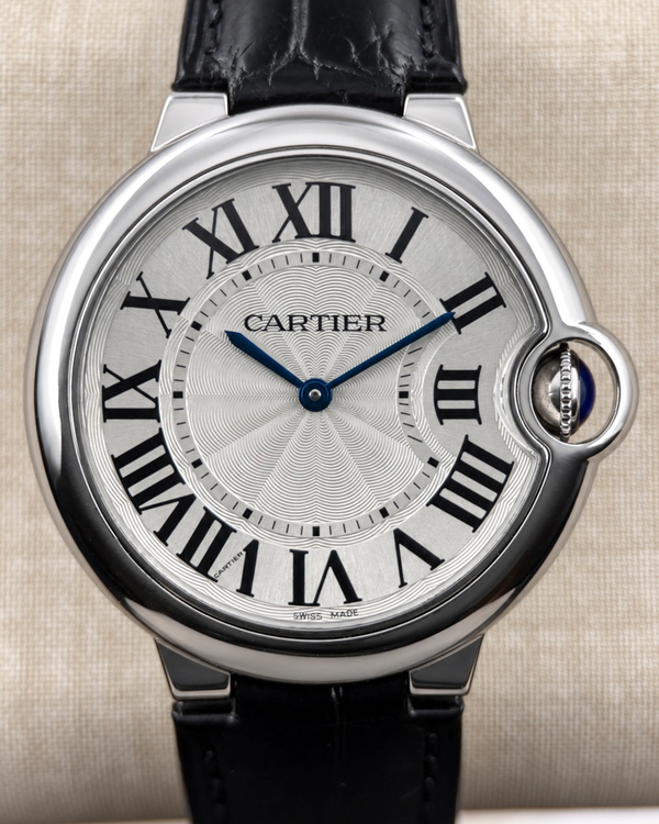 No Reserve - 2019 Cartier Ballon Bleu 36MM Silver Dial Leather Strap (W6920087)
