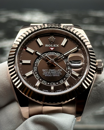 2023 Rolex Sky-Dweller 42MM Chocolate Dial Rose Gold Oyster Bracelet (326935)