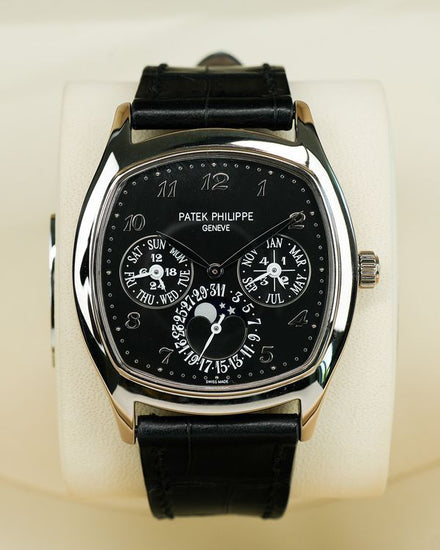 2017 Patek Philippe Grand Complications Perpetual Calendar 37MM Black Dial Leather Strap (5940G-010)
