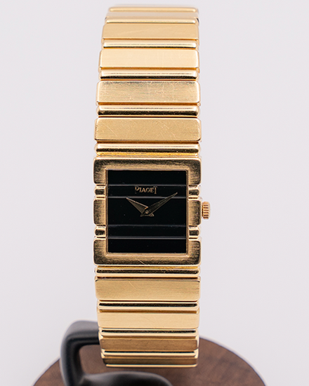 Piaget Polo 20MM Quartz Black Dial Yellow Gold Bracelet (8131 C701)
