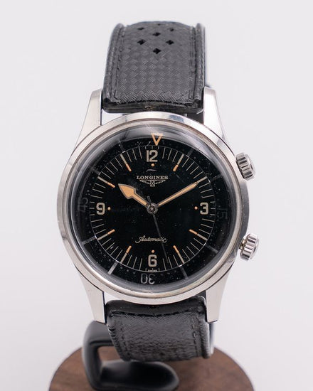 1960 Longines Vintage Super-Compressor 42MM Black Dial Leather Strap (7042)