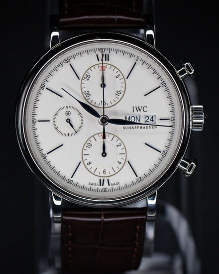 No Reserve - 2023 IWC Schaffhausen Portofino Chronograph 42MM Silver Dial Leather Strap (IW391027)