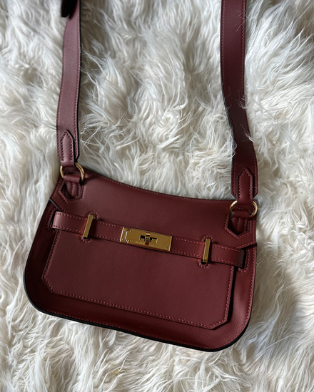 2026 Hermès Bag Mini Jypsiere Rouge H Burgundy Swift Leather Gold-Toned Hardware Leather Strap (Bag)