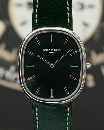2026 Patek Philippe Golden Eclipse 34.5MM Green Dial Leather Strap (5738G-001)