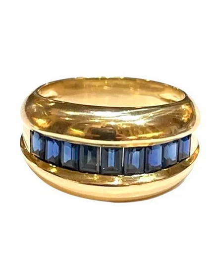 Cartier Accessories 18K Yellow Gold Sapphire Channel Set “Odin” Ring Size 6.5 (Ring)